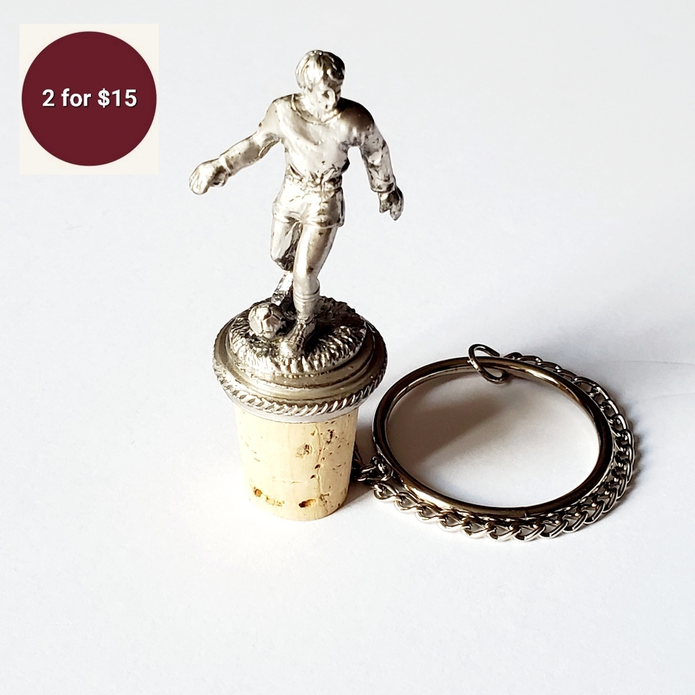 Solid Pewter Soccer Player Bottle Stopper